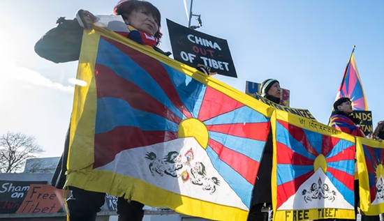 Protesting China's treatment of Tibet.