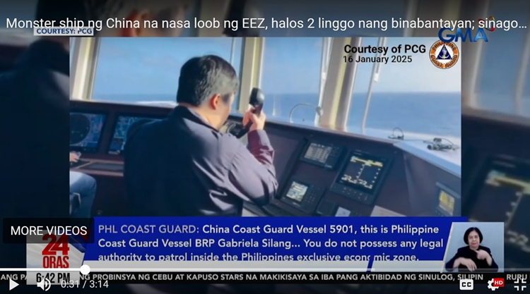 Philippine Coast Guard ship versus China Coast Guard ship