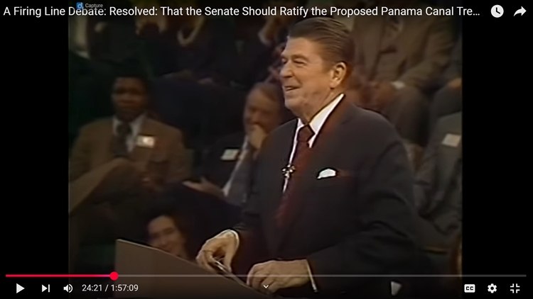 Ronald Reagan debates the Panama Canal treaty on Firing Line with Bill Buckley and others