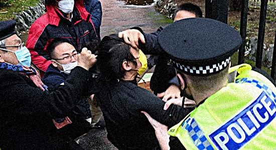 CCP diplomat-thugs in action in Manchester in the UK in October 2022