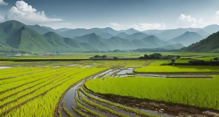 Rice paddies and mountains