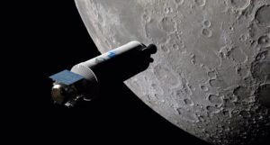 A rocket approaching the moon