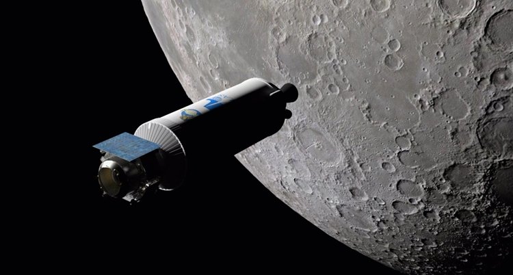 A rocket approaching the moon