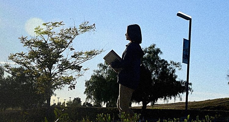 A student with a book