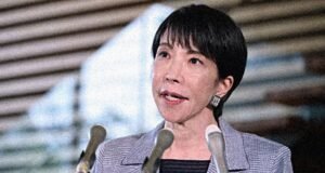 Japanese Prime Minister Sanae Takaichi at a press conference