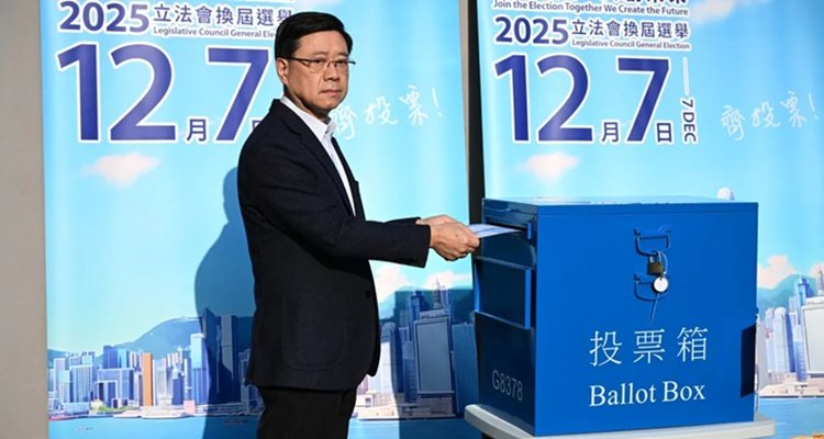 Hong Kong chief executive John Lee casts his ballot