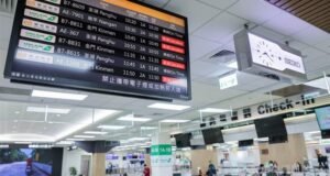 Cancelled flights in a Taiwan airport