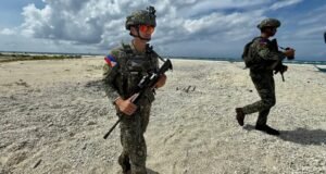 Filipino soldiers on the job in the Spratly Islands in the South China Sea
