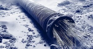 Severed undersea data cable