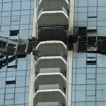 A building in Dubai that was hit by an Iranian drone