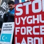 A protest against forced Uyghur labor