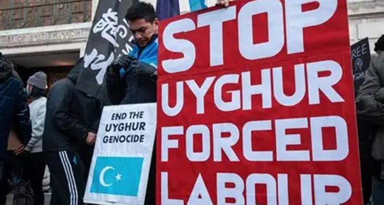 A protest against forced Uyghur labor