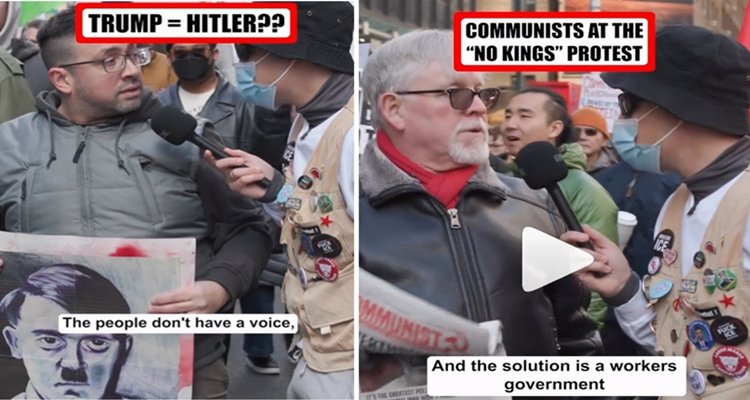 Communist at a No Kings protest