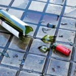 Smashed wine bottle