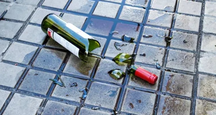 Smashed wine bottle