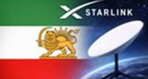 Starlink dish and Iranian flag