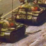 Tank man in Tiananmen Square in 1989