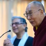 The Dalai Lama interacts with an audience
