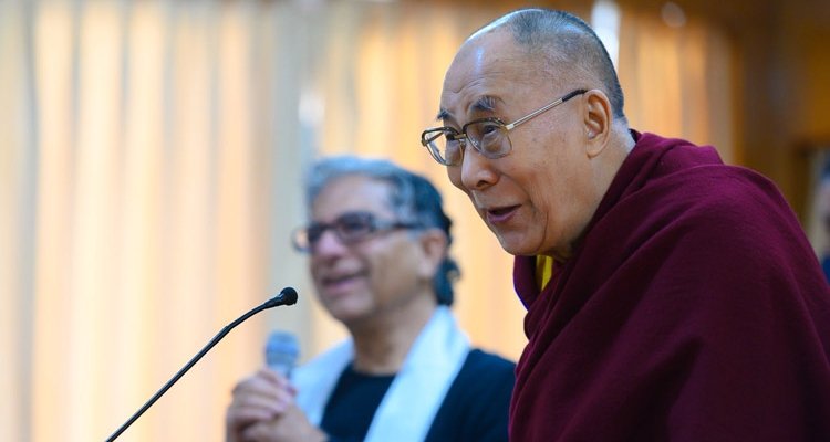 The Dalai Lama interacts with an audience
