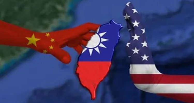 Map image showing the People's Republic of China versus the Republic of China and the United States