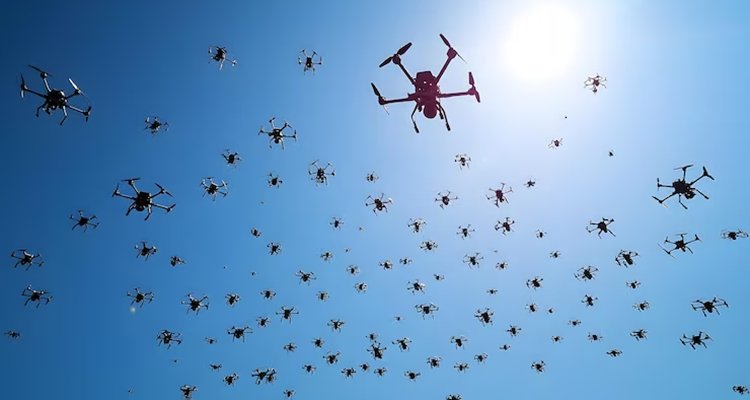 A drone swarm