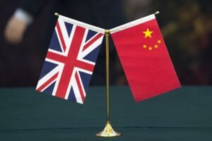 UK flag and PRC flag