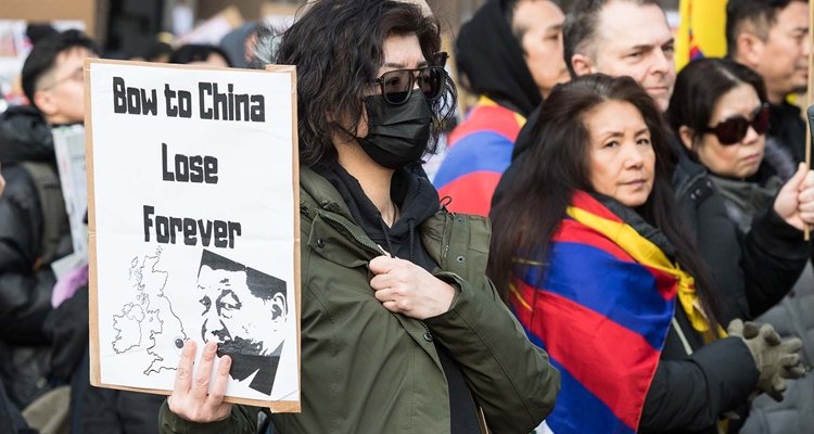 Protest against Red China and Xi Jinping in Great Britain