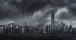 A dark Hong Kong cityscape