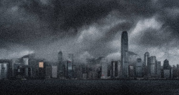 A dark Hong Kong cityscape