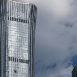 CITIC tower in Beijing after a small plane crashed into it