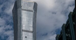 CITIC tower in Beijing after a small plane crashed into it