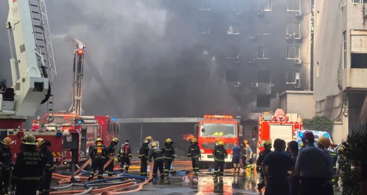 Fire at a footwear factory in Jiangtou