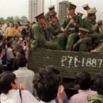 Soldiers and citizens in Beijing in 1989