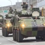 Tanks in Taiwan during a 2026 joint defense exercise