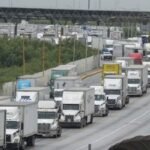 Trucks at the U.S.-Mexico border