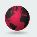A red globe of earth
