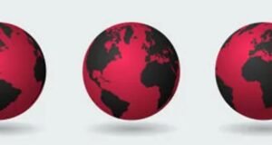 A red globe of earth