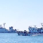 China Coast Guard vessel and an ROC Coast Guard Administration vessel
