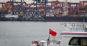 Chinese vessel near a port
