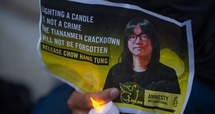 Lighting a Candle Is Not a Crime flyer showing Chow Hang-tung