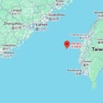 Location of Penghu County in relation to mainland and Taiwan