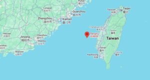 Location of Penghu County in relation to mainland and Taiwan