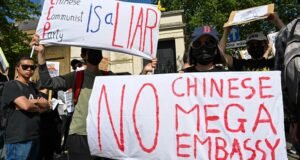 Protesters against Chinese mega embassy