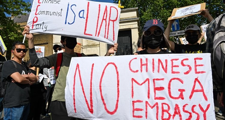 Protesters against Chinese mega embassy