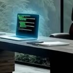 Open laptop on a desk