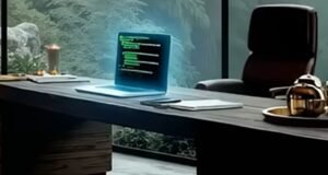 Open laptop on a desk