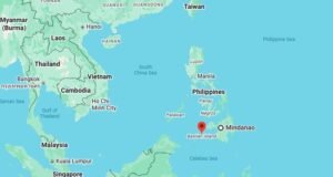 Basilan Strait and Mindanao in the Philippines