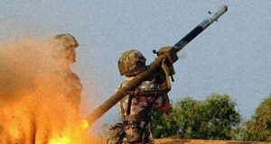Chinese soldier firing man-portable air defense system