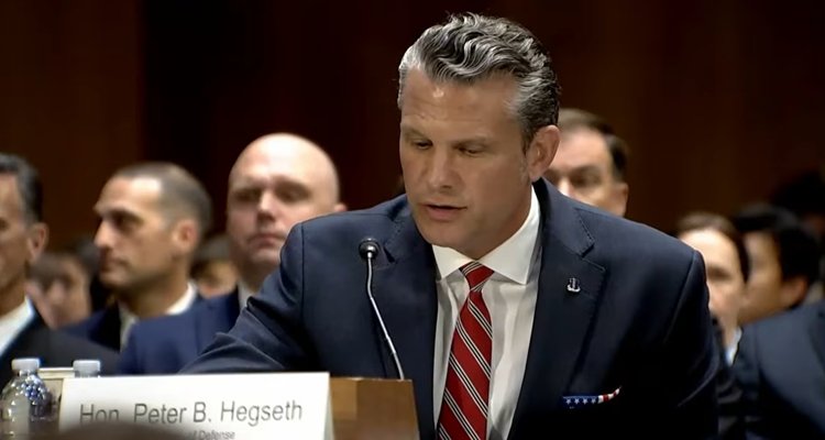 Pete Hegseth testifying in the U.S. Senate